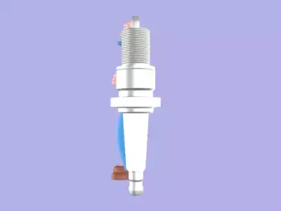 Stylized 3D Mechanic Character - Cartoon Spark Plug Thumbs Up 3D model