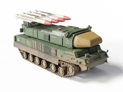 SA-11 soviet surface to air missile system Low-poly 3D model