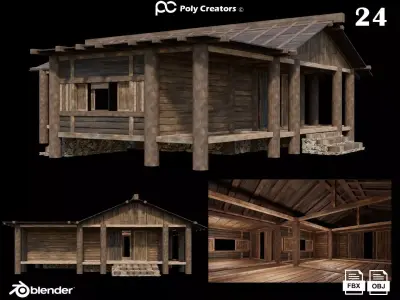 Medieval Houses 24- 4K Textures Game Ready Low-poly 3D model