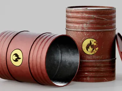 Metal Barrels Pack Low-poly 3D model