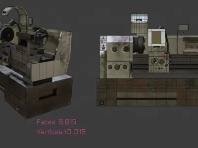 Screw-cutting lathe  Low-poly 3D model