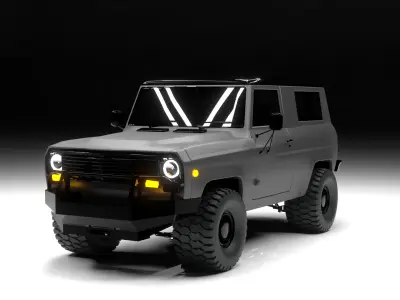 Retro 4x4 Off Road SUV Rigged Game Ready Low-poly 3D model