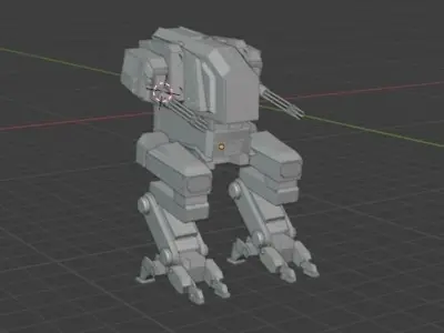 Low poly  military robot Low-poly 3D model
