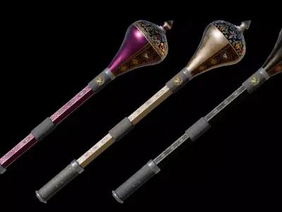 Mace002  Medieval Mace 3D Model  Game-Ready PBR Weapon Low-poly 3D model