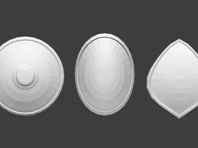 30 Low poly medieval fantasy shield base mesh shapes IMM brush 3D model