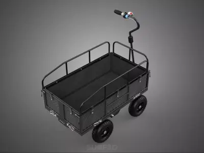BLACK DARK MOTORIZED BED RAILS DETACHABLE MESH CLOTH POCKET CART 3D model