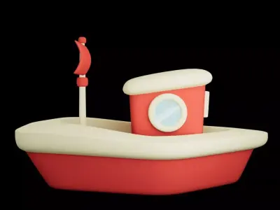 Stylized Little Boat Maritime Cartoon Boat Low-poly 3D model