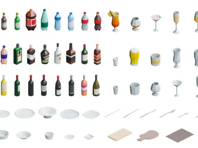 Food Pack Low-poly 3D model
