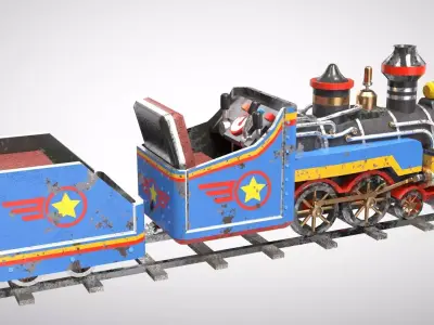 Mini Steam Locomotive Low-poly 3D model