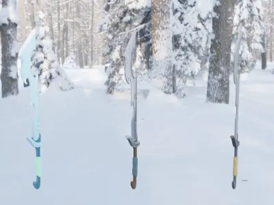 Sword swords in snow Free low-poly 3D model