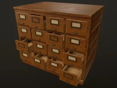 Card File Cabinet - PBR Game Ready Low-poly 3D model