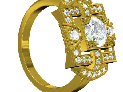 Antique Square Shape Vintage Ring 3D print model