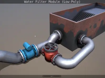 Water Filter Module Low-Poly Version  Low-poly 3D model
