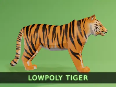 Low Poly Tiger Low-poly 3D model