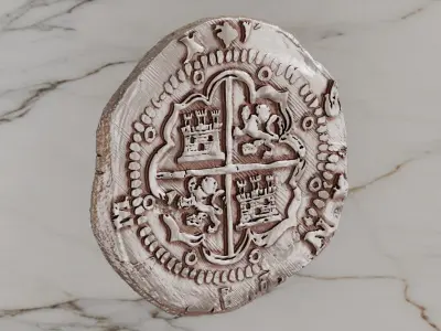 Antique Coin Pendant 1590s 8 reales style 3D print model