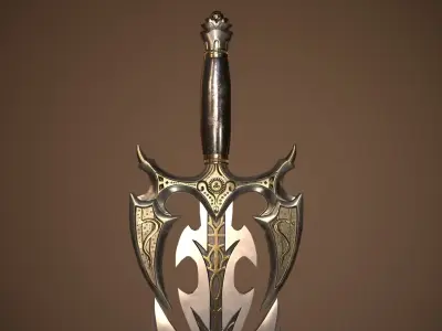  Antique Fantasy Sword - PBR low-poly Model Low-poly 3D model