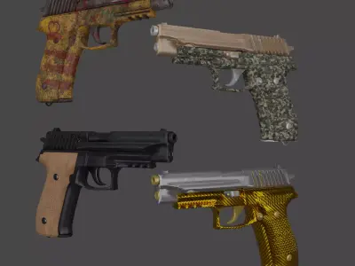 Sig sauer P 250 military gun low poly  Low-poly 3D model