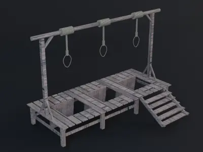 Scaffold Medievalprops - Game Ready - Low Poly PBR 3D Model Low-poly 3D model