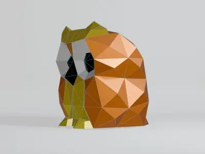 Polygonal Lucky Owl Low-poly 3D model