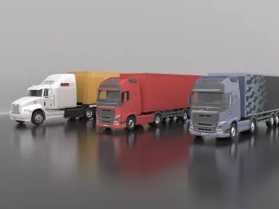 Modern Truck 3D Model Collection Low-poly 3D model