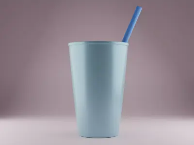 Cup with straw 3D model