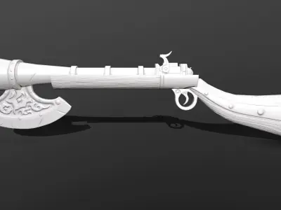 musket with axe Free low-poly 3D model