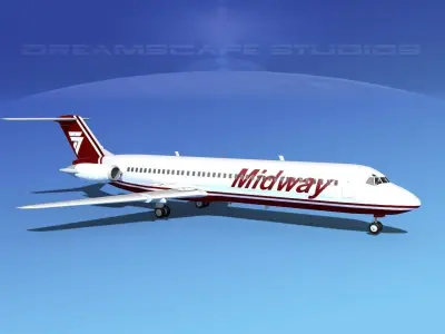 Douglas DC-9-40 Midway 3D model