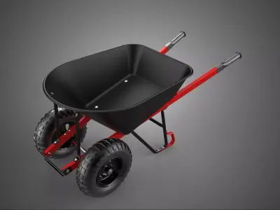 DUAL 2 DOUBLE TWO TIRE WHEEL WHEELED WHEELBARROW TROLLEY CART 3D model