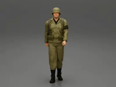Soldier carrying a backpack 3D print model