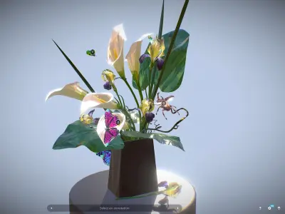Bouquet Calla Iris Polygon art Low-poly 3D model