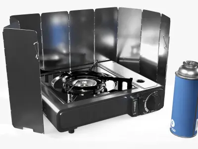 Butane Canister Replacement in Camping Stove Animated 3D model