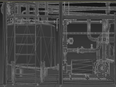 Pasteuriser - Industrial machine - with tank - pipes and pumps  3D model