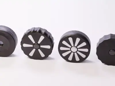 Set of rubber tires for retro cartoon cars 3D model