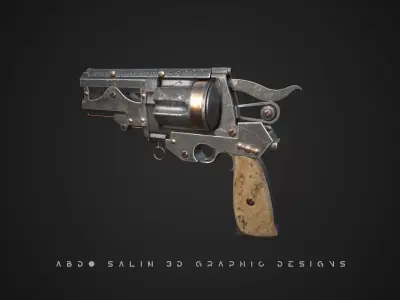 Revolver silver Free 3D model
