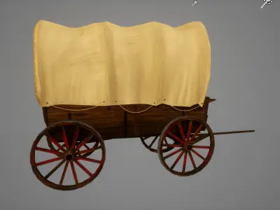old wooden cart Low-poly 3D model purchase