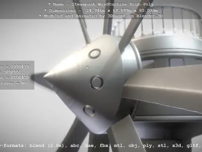 Steampunk Windturbine High-Poly Version 3D model