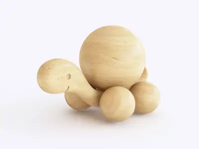 Wooden toy tortoise 3D model