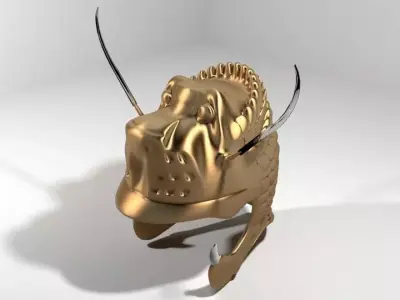 Ancient Combat Helmet - Macedonian Lionhead 3D model