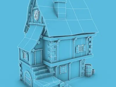Medieval Building 16 Merchant Shop Low-poly 3D model