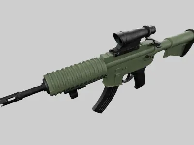 Assault rifle Low-poly 3D model 12