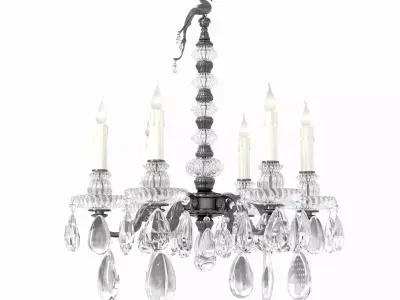 Maison Bagues Bronze Crystal and Rock Crystal Six-Light Chandeli 3D model