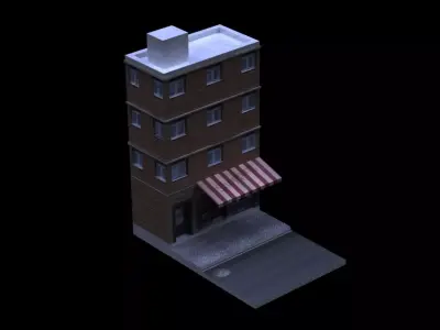 single building and with shopping Free low-poly 3D model