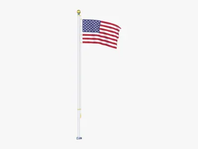 United States Flag Stand Pole Animated Loop 3D model