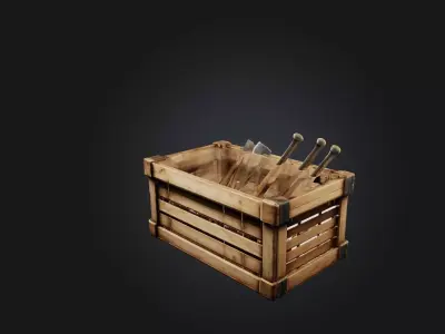 Realistic Wooden Crate Low-poly 3D model