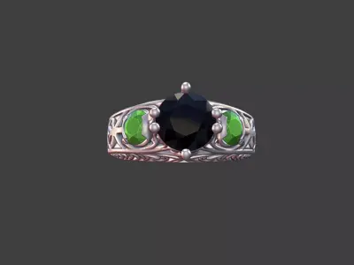 Triad Filigree Ring prong set gemstone ring 3D print model