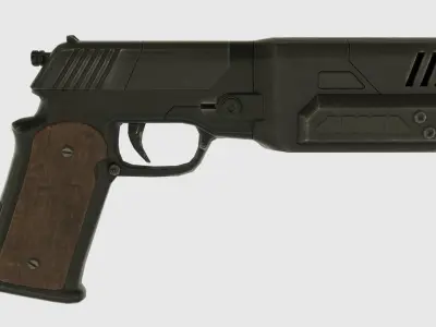 Low Poly Pistol With PBR Materials Low-poly 3D model