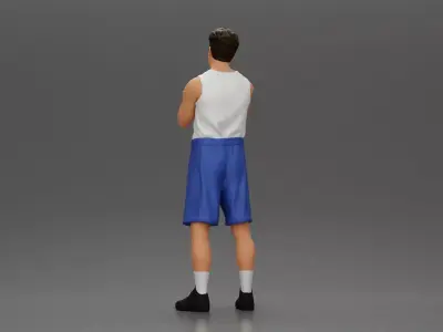 man stands in athletic gear pondering ideas with steady focus 3D print model
