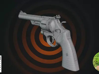 Classic Magnum Revolver - Wood Grip Edition 3D model