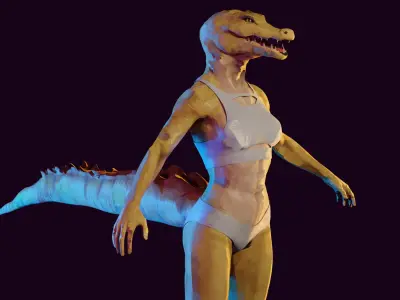 Amber Female Crocodile Base Mesh - COMMERCIAL LICENSE 3D model