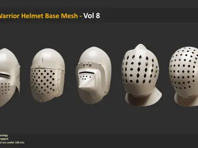 30 Warrior Helmet Base Mesh - Vol 8 Low-poly 3D model